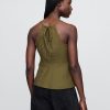 Top typu halter z mieszanki lnu i haftu Top typu halter z mieszanki lnu i haftu