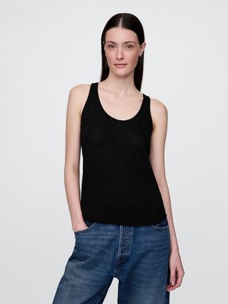 Top typu racerback z mieszanki lnu