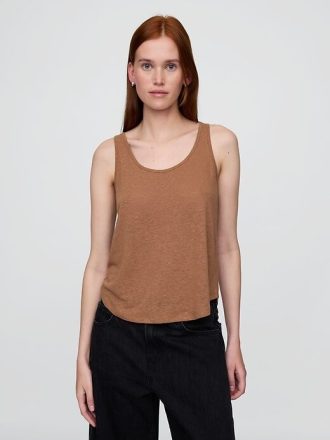 Top typu racerback z mieszanki lnu