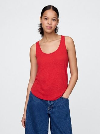 Top typu racerback z mieszanki lnu