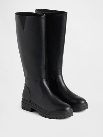 Wysokie buty z wegańskiej skóry z podeszwą typu Lug